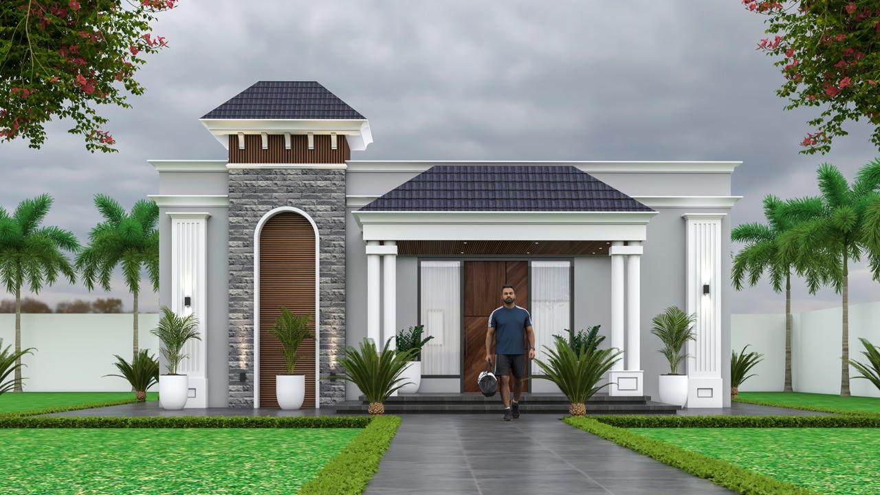 Entrance porch and columns at The Grand Mansion